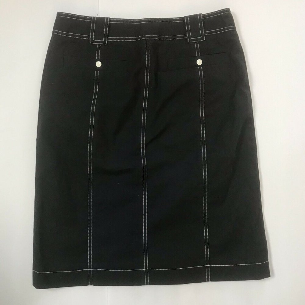 Banana Republic Navy Blue Skirt Straight Knee Snap Front Belt loops sz 4 S EUC - Picture 4 of 4